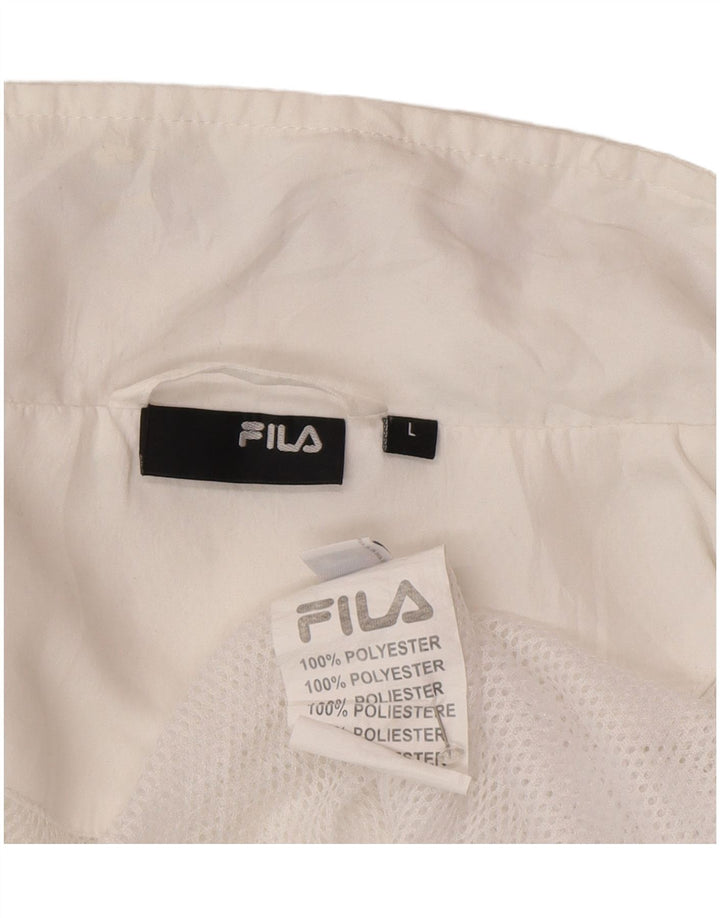 Fila Womens Tracksuit Top Jacket UK 16 Grande Poliéster Branco