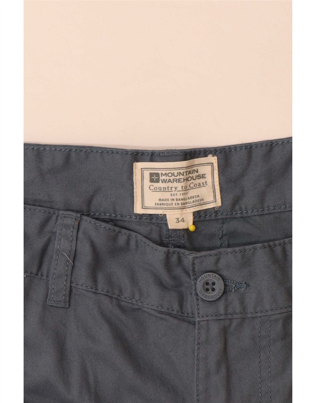 Shorts cargo masculino Mountain Warehouse W34 grande algodão azul marinho