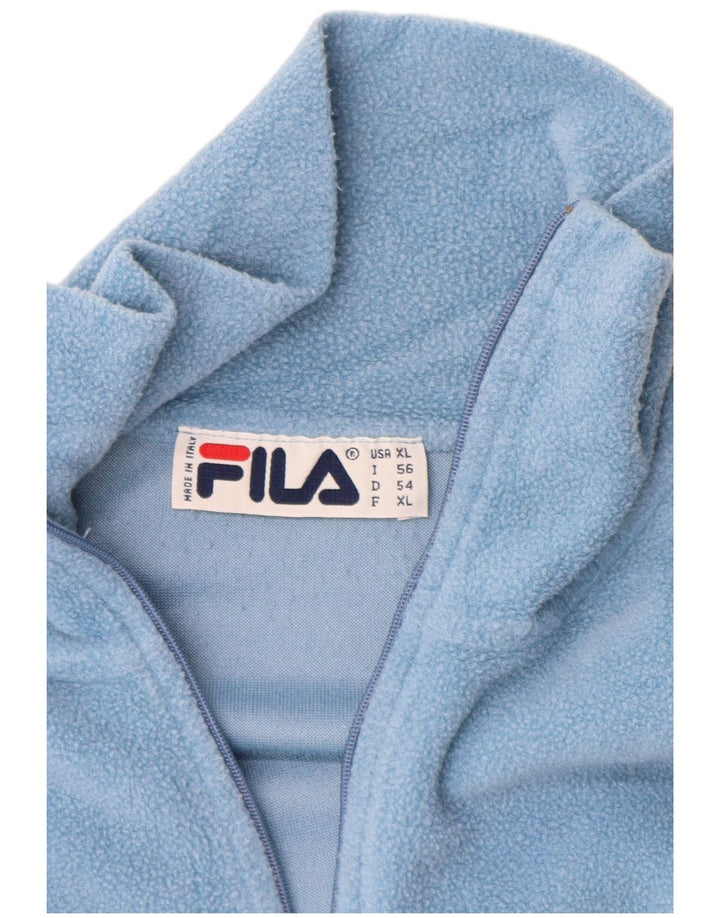 Jumper de lã masculino FILA com zíper e gola XL azul poliéster
