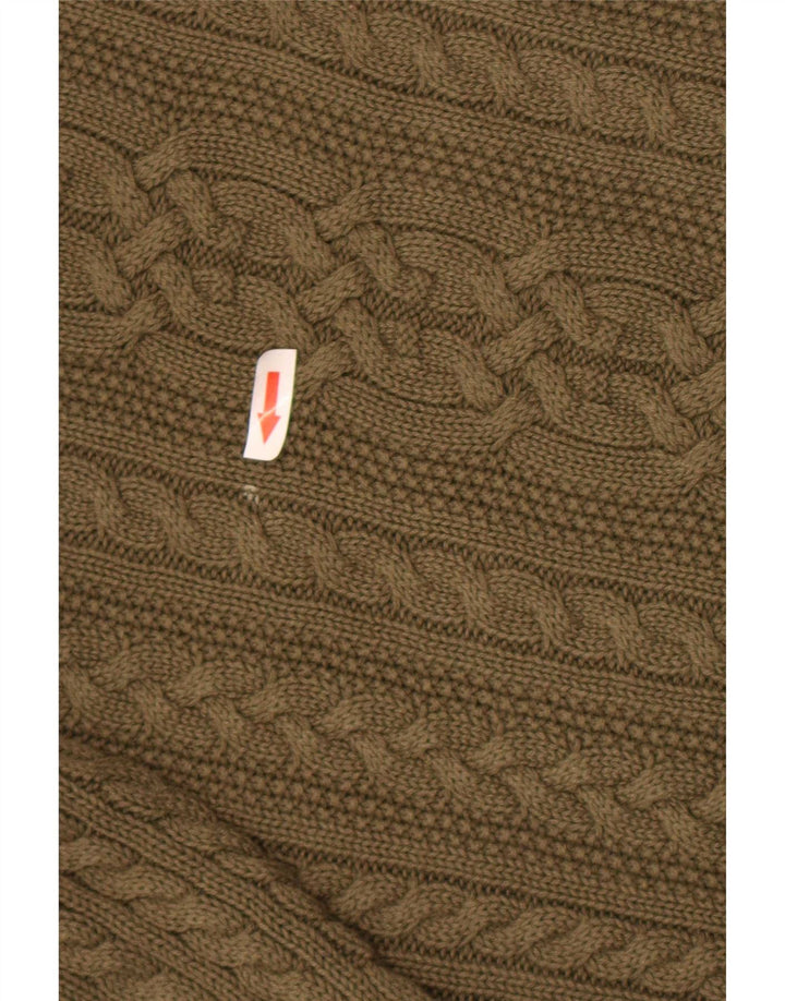Suéter vintage masculino com gola redonda e algodão verde médio