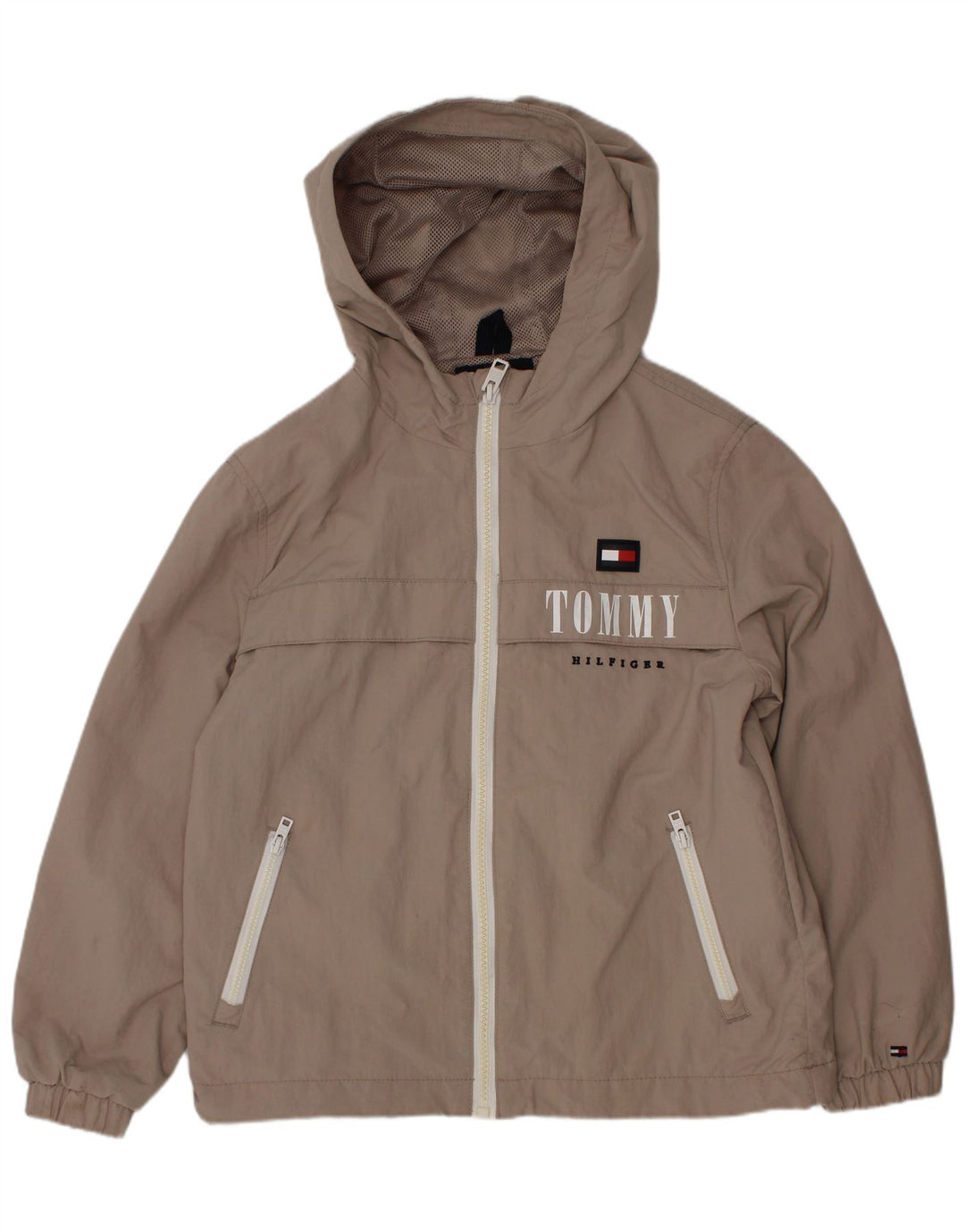 Jaqueta de chuva com capuz gráfico Tommy Hilfiger Boys 6-7 anos cinza poliamida