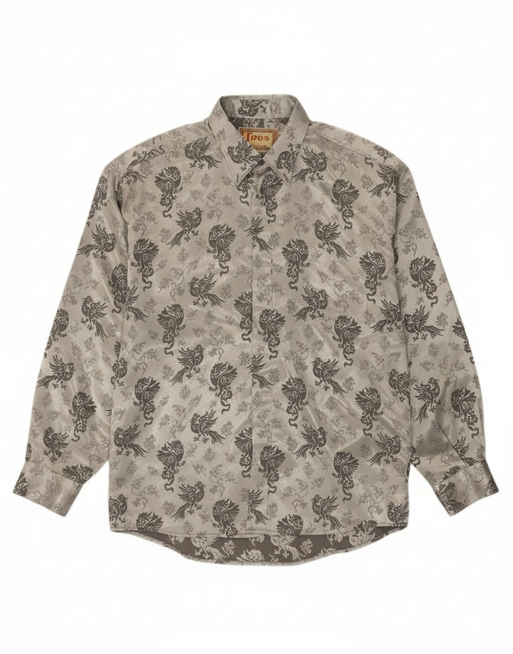 Camisa masculina com padrão abstrato TIPO'S cinza médio