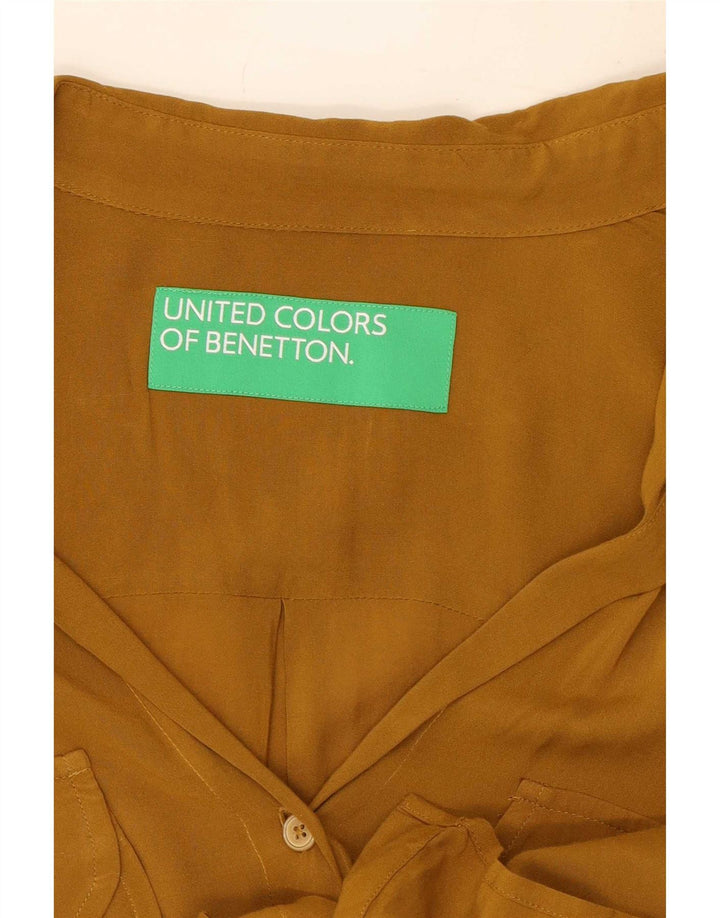 Blusa camisa feminina Benetton Reino Unido 16 grande bege