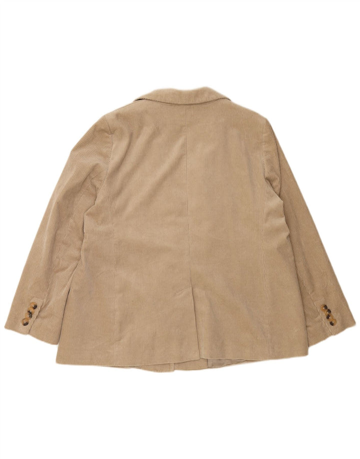 Jaqueta blazer feminina de veludo com 1 botão JAEGER Reino Unido 20 2XL algodão bege