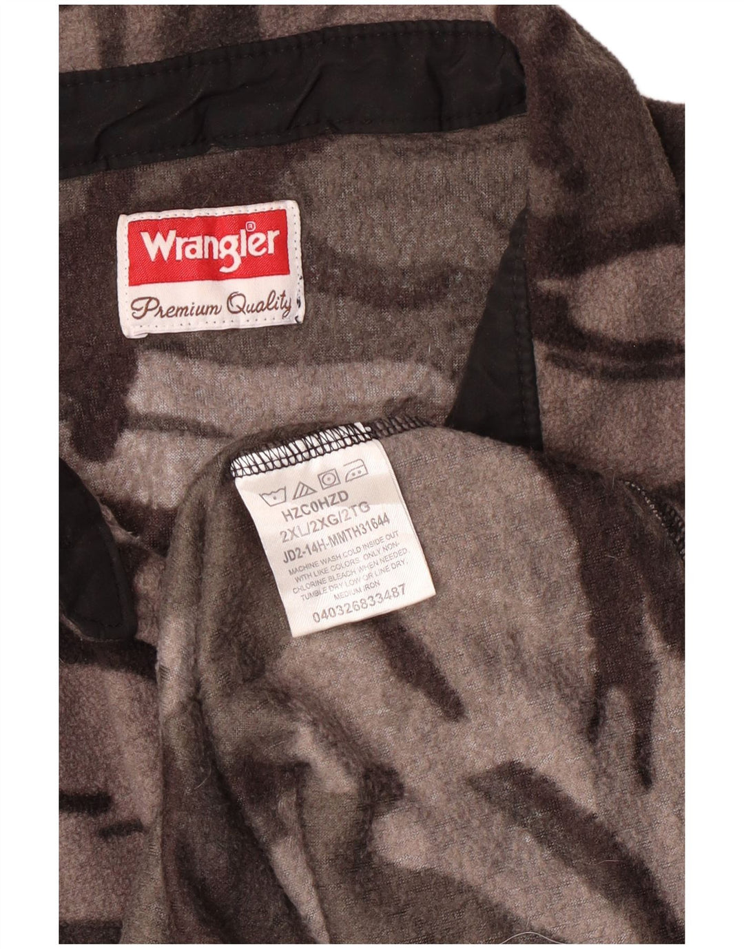 Camisa Wrangler masculina de lã 2XL camuflada cinza