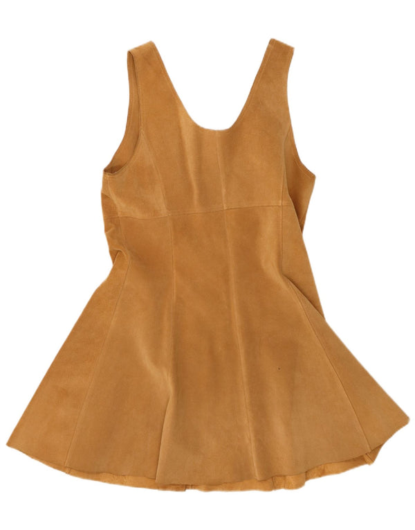Vestido feminino vintage de camurça sem mangas IT 44 couro bege médio
