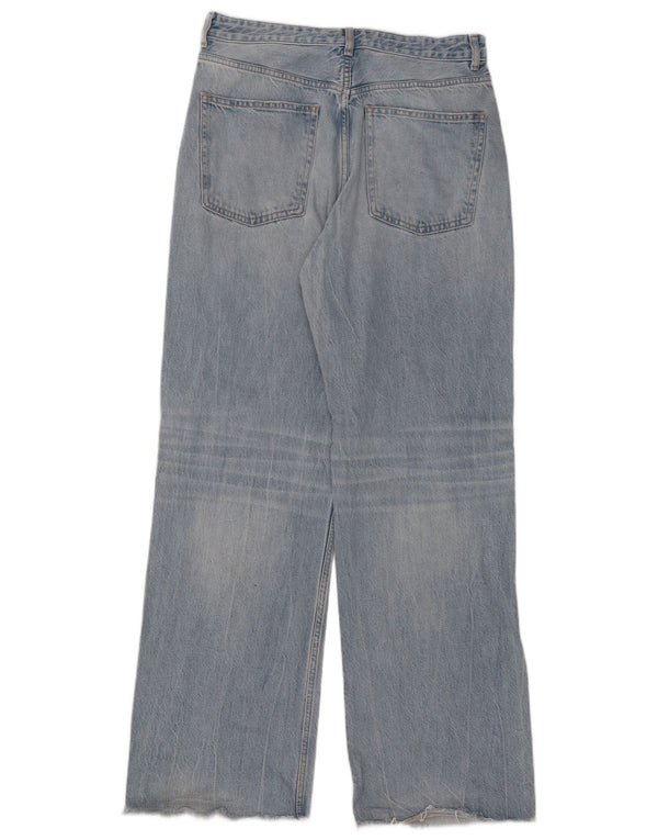 Calça jeans feminina Zara com perna larga EU 44 XL W34 L33 azul algodão