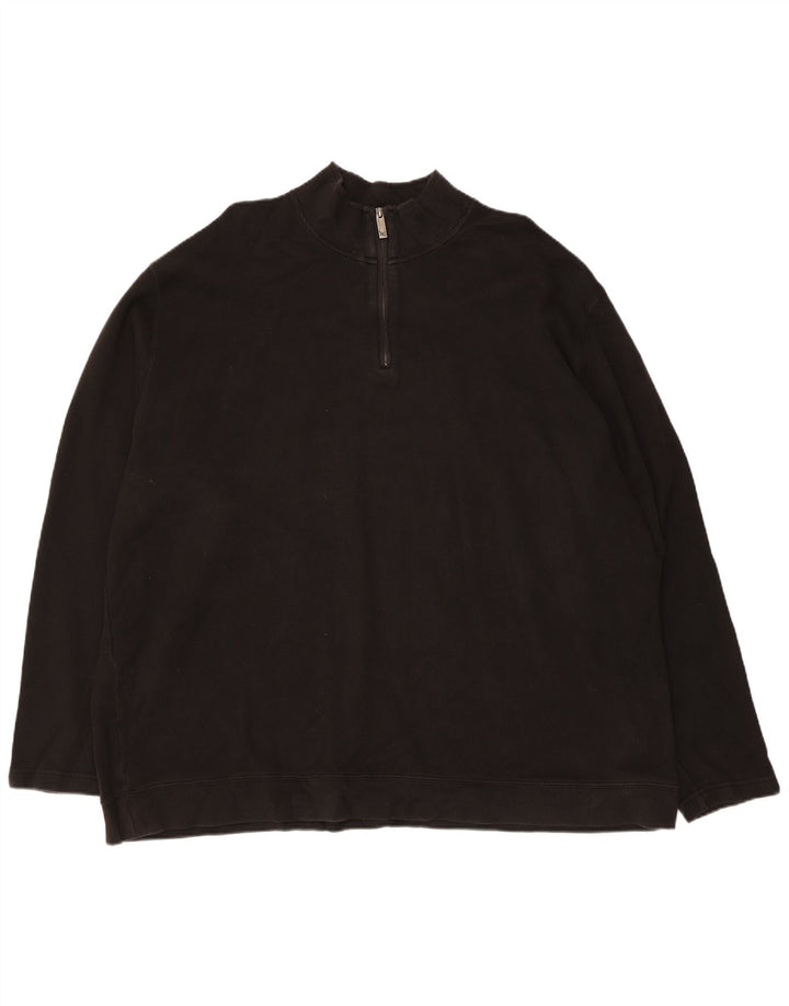EDDIE BAUER Suéter masculino com zíper e gola em algodão preto XL