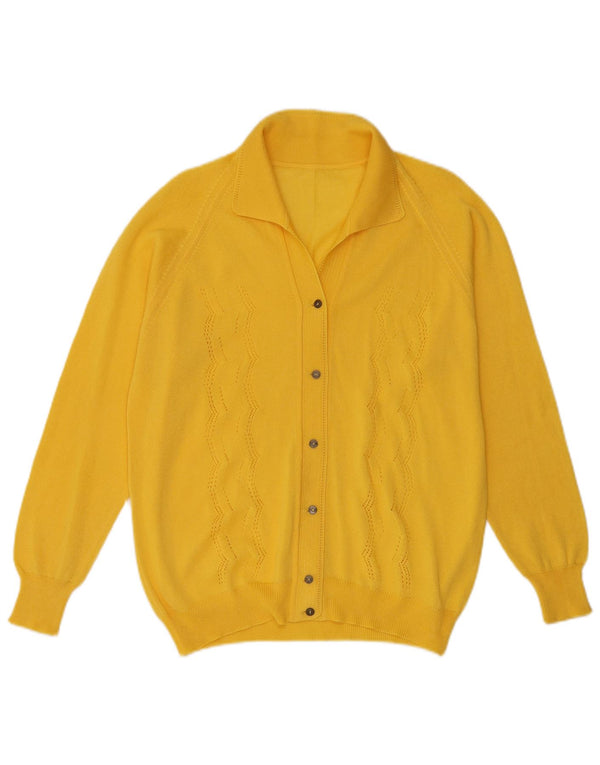 Suéter cardigã feminino vintage slim fit IT 52 2XL amarelo