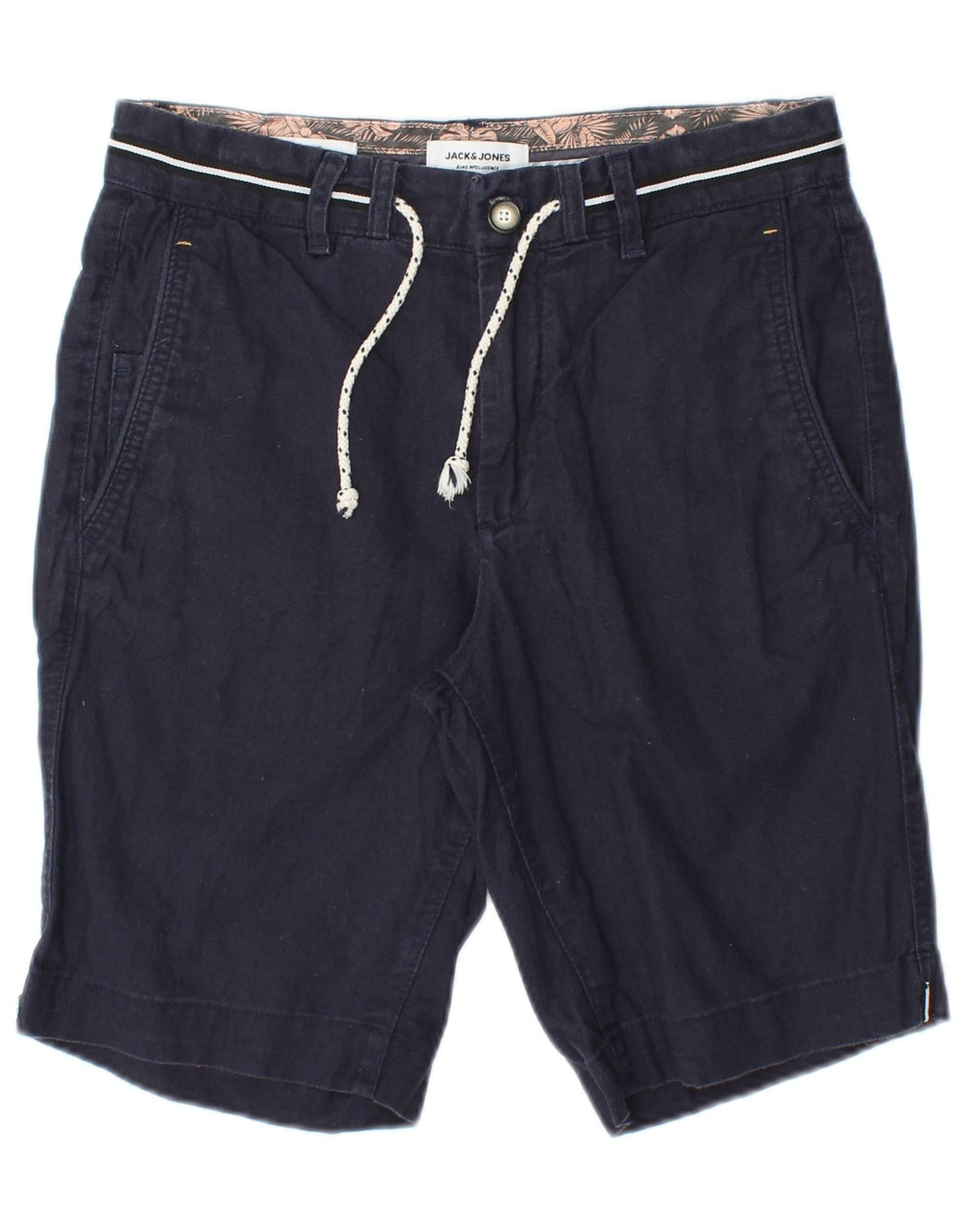 JACK & JONES Mens Regular Fit Chino Shorts XS W28 Linho Azul Marinho