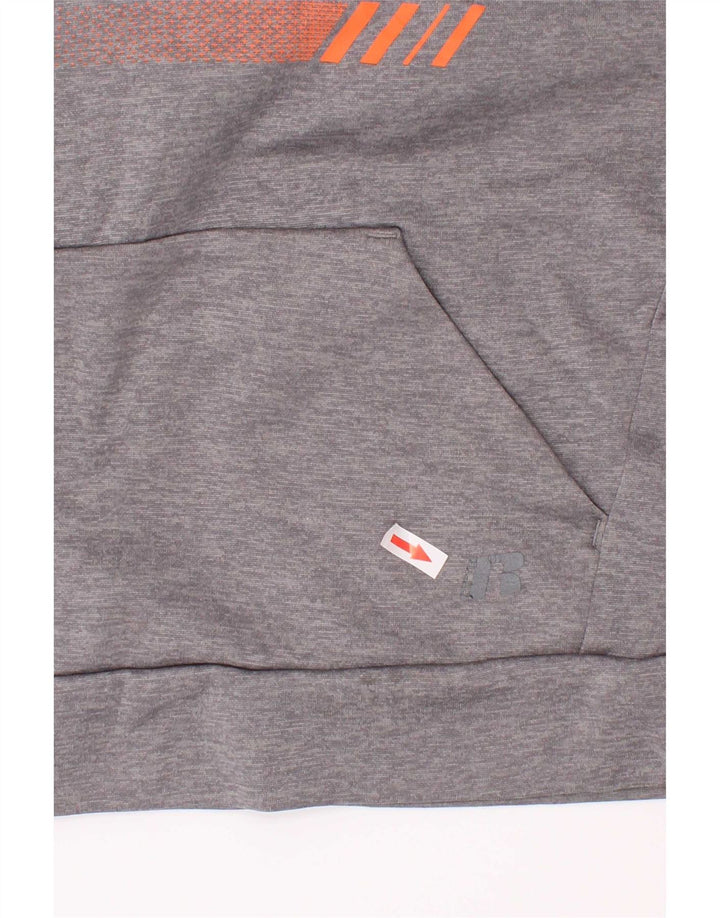 Suéter com capuz Russell Athletic Boys 7-8 anos cinza médio colorblock