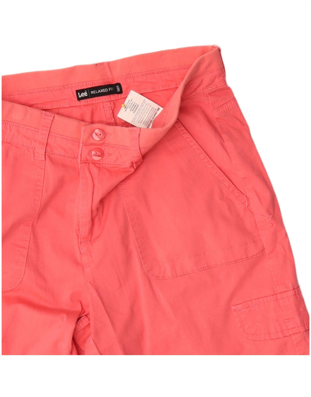 Shorts cargo feminino Lee com ajuste relaxado EUA 6 médio W30 algodão vermelho