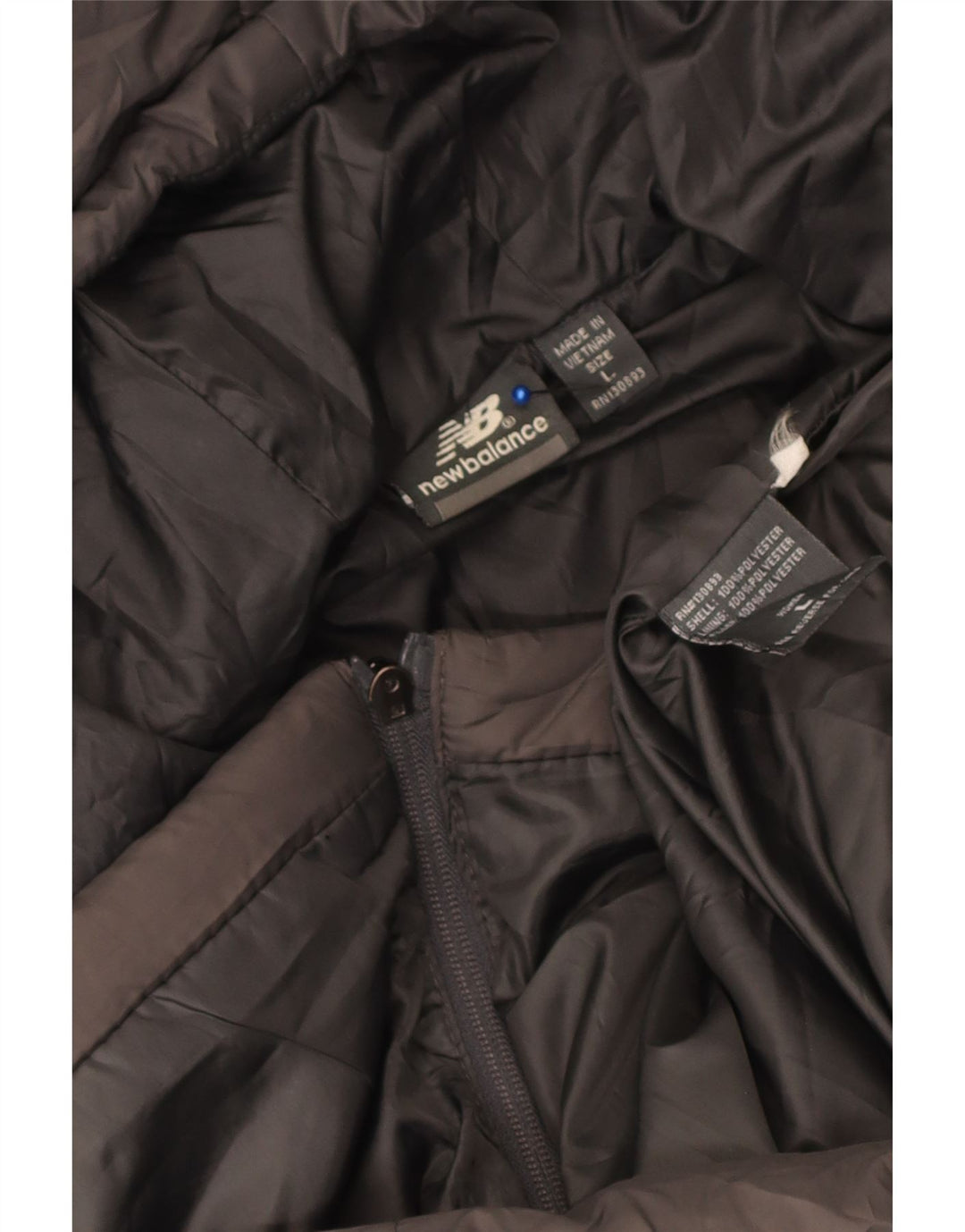 Casaco acolchoado com capuz feminino New Balance UK 16 grande poliéster cinza