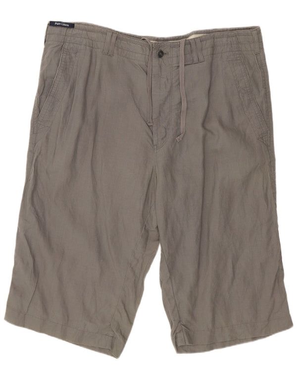 Shorts Chino Masculino Marks & Spencer W38 XL Linho Cinza