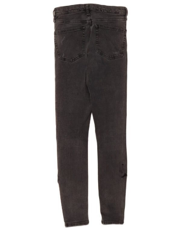 Topshop feminino Jamie Distressed jeans skinny W28 L27 algodão cinza