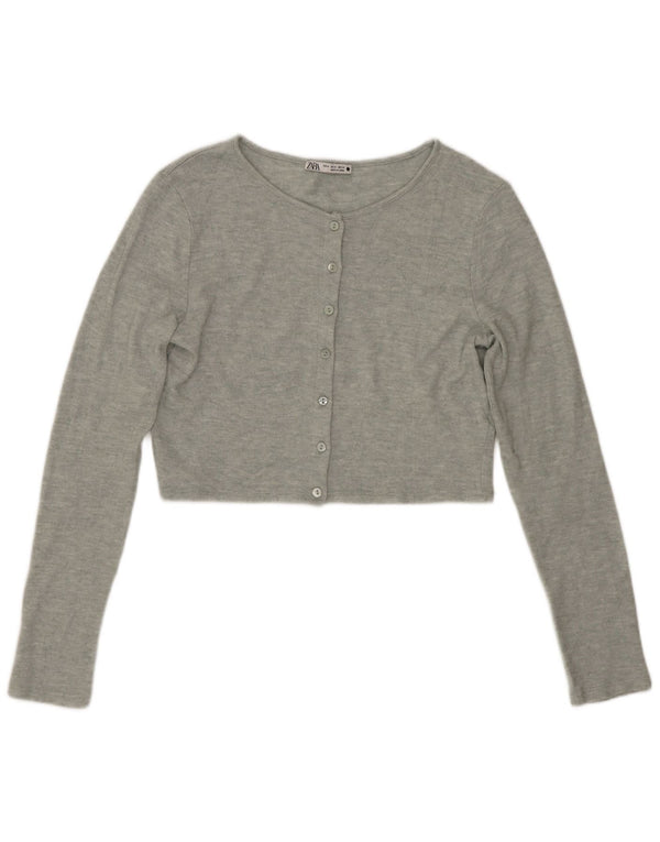 Suéter cardigã feminino Zara UK 12 cinza médio manchado
