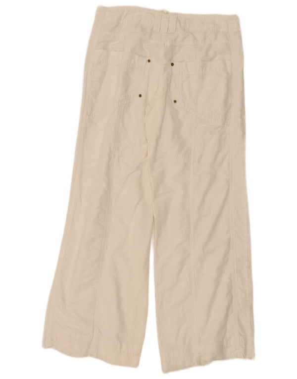Calça Chino feminina Mexx com perna larga Reino Unido 14 grande W34 L31 linho branco