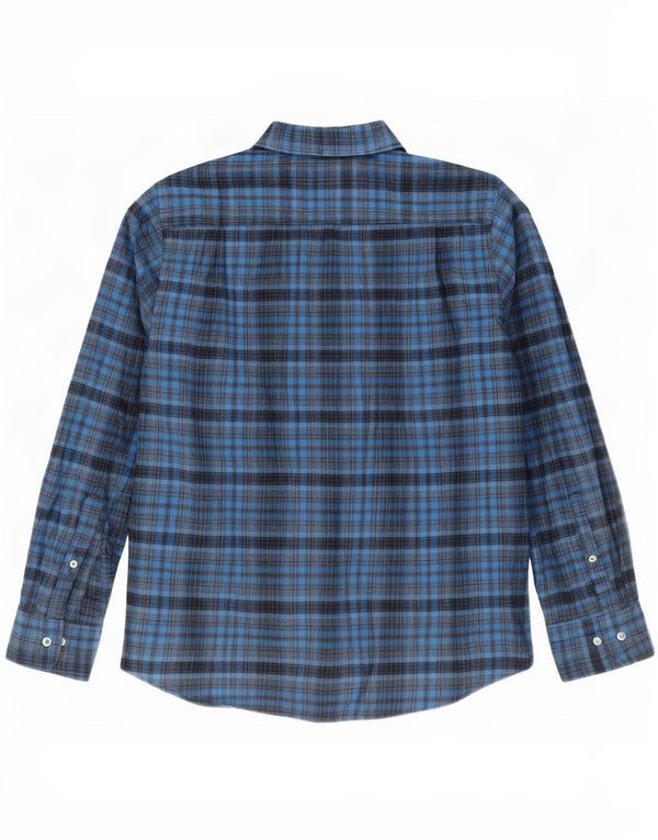 Camisa masculina de flanela Carrera Regular Fit grande algodão xadrez azul marinho