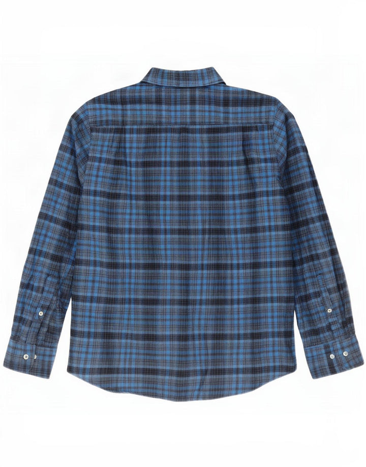 Camisa masculina de flanela Carrera Regular Fit grande algodão xadrez azul marinho