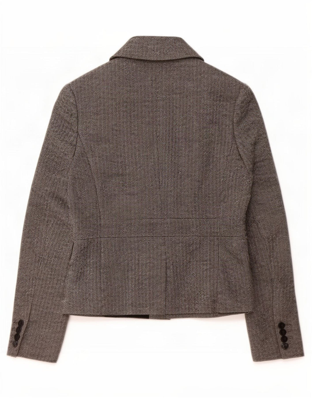 Jaqueta blazer feminina de 3 botões Hobbs Reino Unido 14 grande espinha de peixe cinza