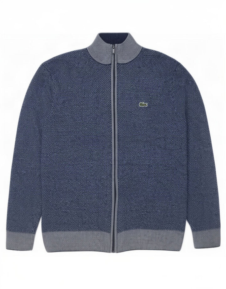 Suéter cardigã masculino Lacoste tamanho 5 grande lã azul