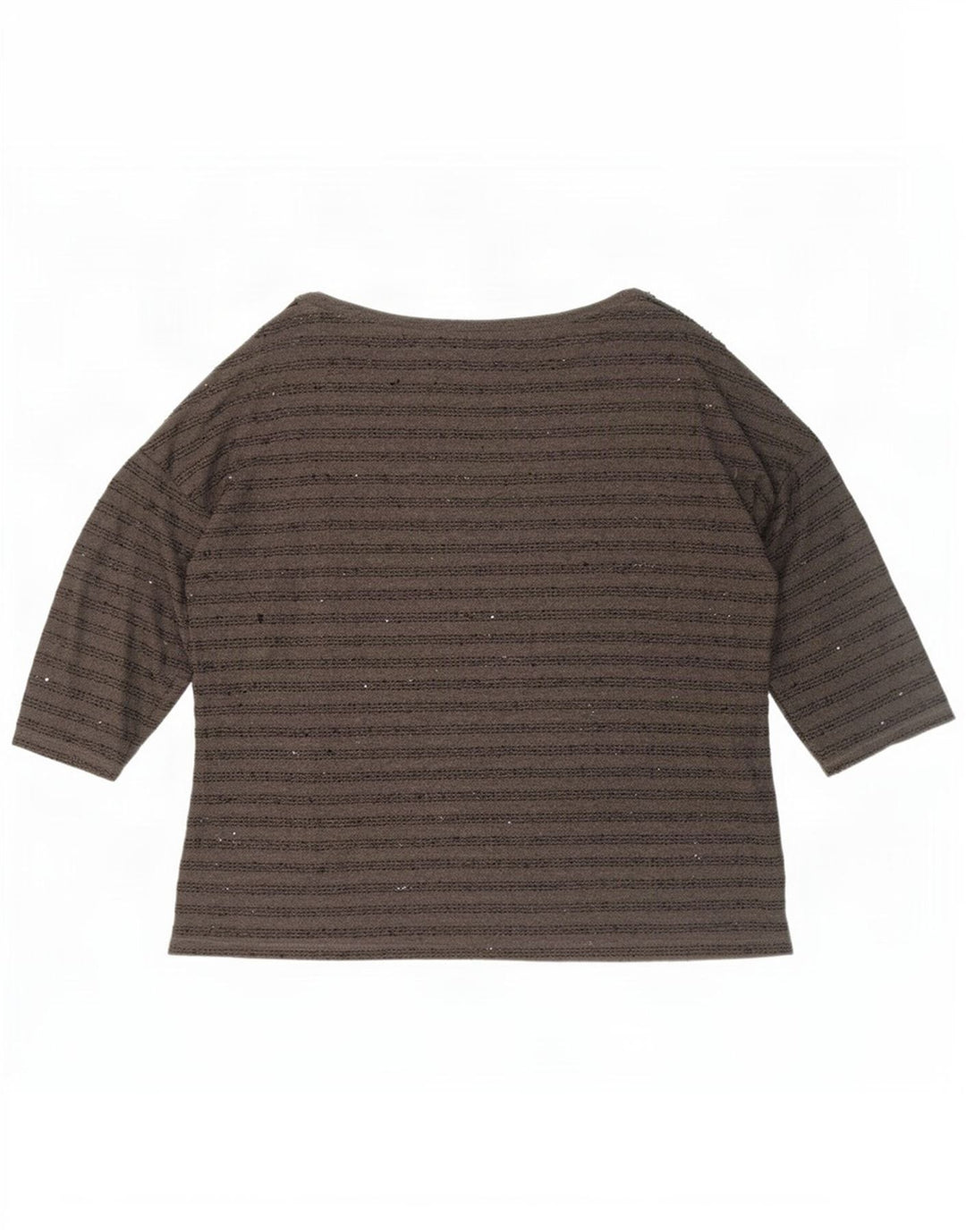 Top feminino Zara manga 3/4 UK 20 2XL poliéster listrado cinza