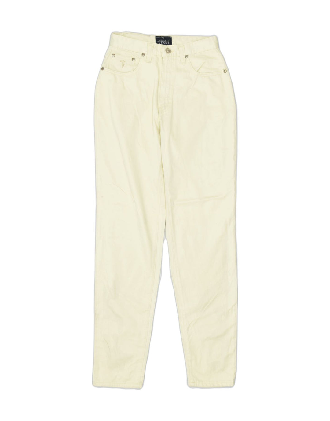 TRUSSARDI Womens High Waist Tapered Jeans IT 44 Medium W26 L31 Off White | Vintage | Thrift | Second-Hand | Used Clothing | Messina Hembry 