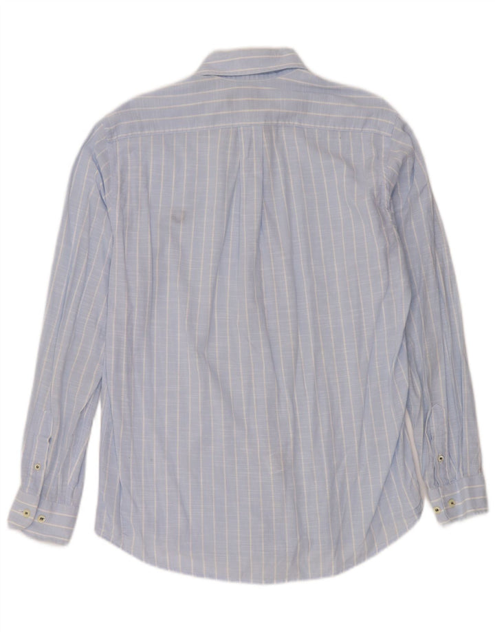 Camisa masculina FRED PERRY pequena listrada azul de algodão