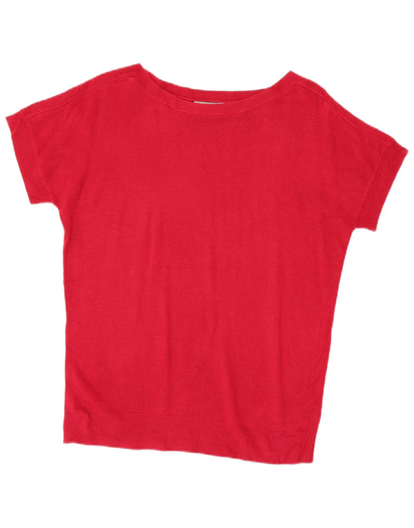 Suéter feminino Marks & Spencer com gola canoa Reino Unido 12 médio vermelho