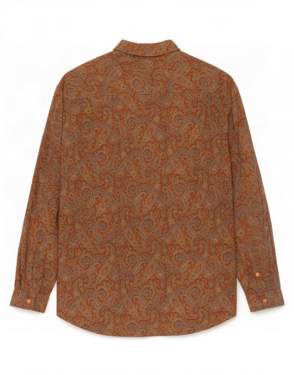 Camisa masculina Rodrigo tamanho 43 17 XL marrom paisley viscose