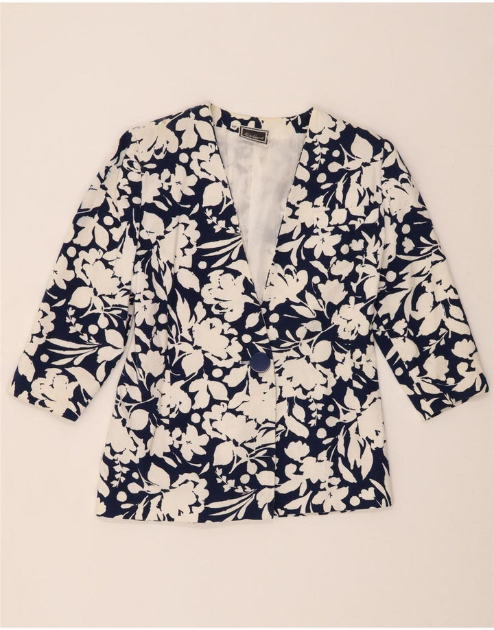 LUISA SPAGNOLI Jaqueta blazer feminina manga 3/4 IT 46 grande azul marinho