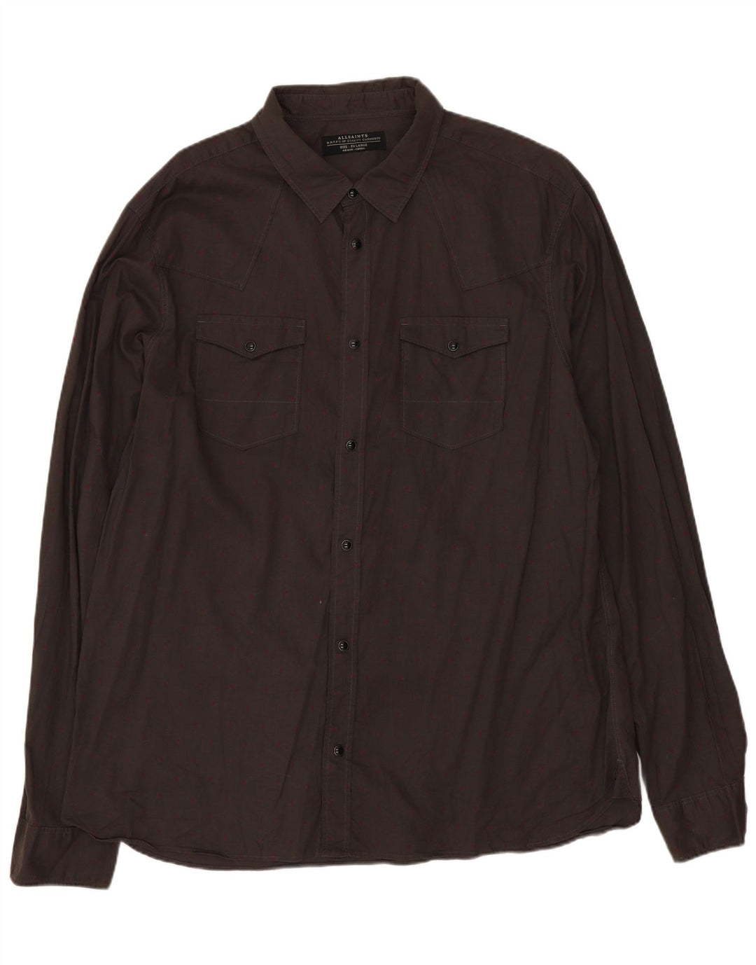 Camisa masculina All Saints 2XL algodão manchado cinza