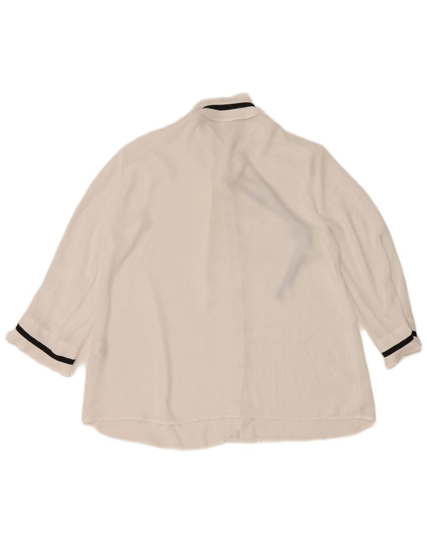 Blusa feminina Zara manga 3/4 Reino Unido 14 médio branco poliéster