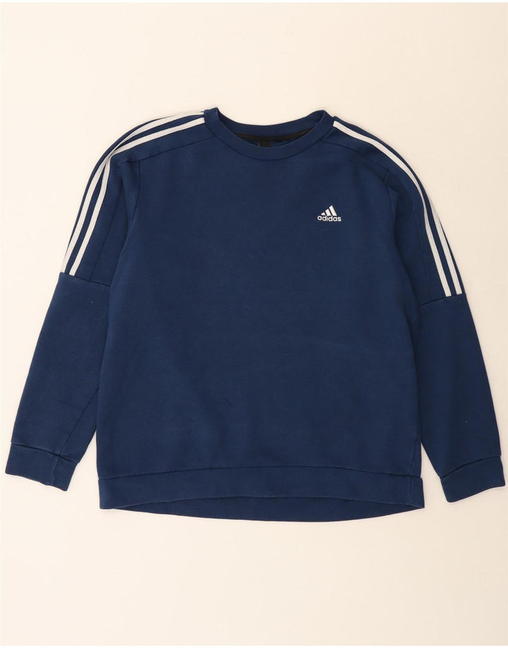 Adidas Mens Moletom Jumper Grande Algodão Azul Marinho