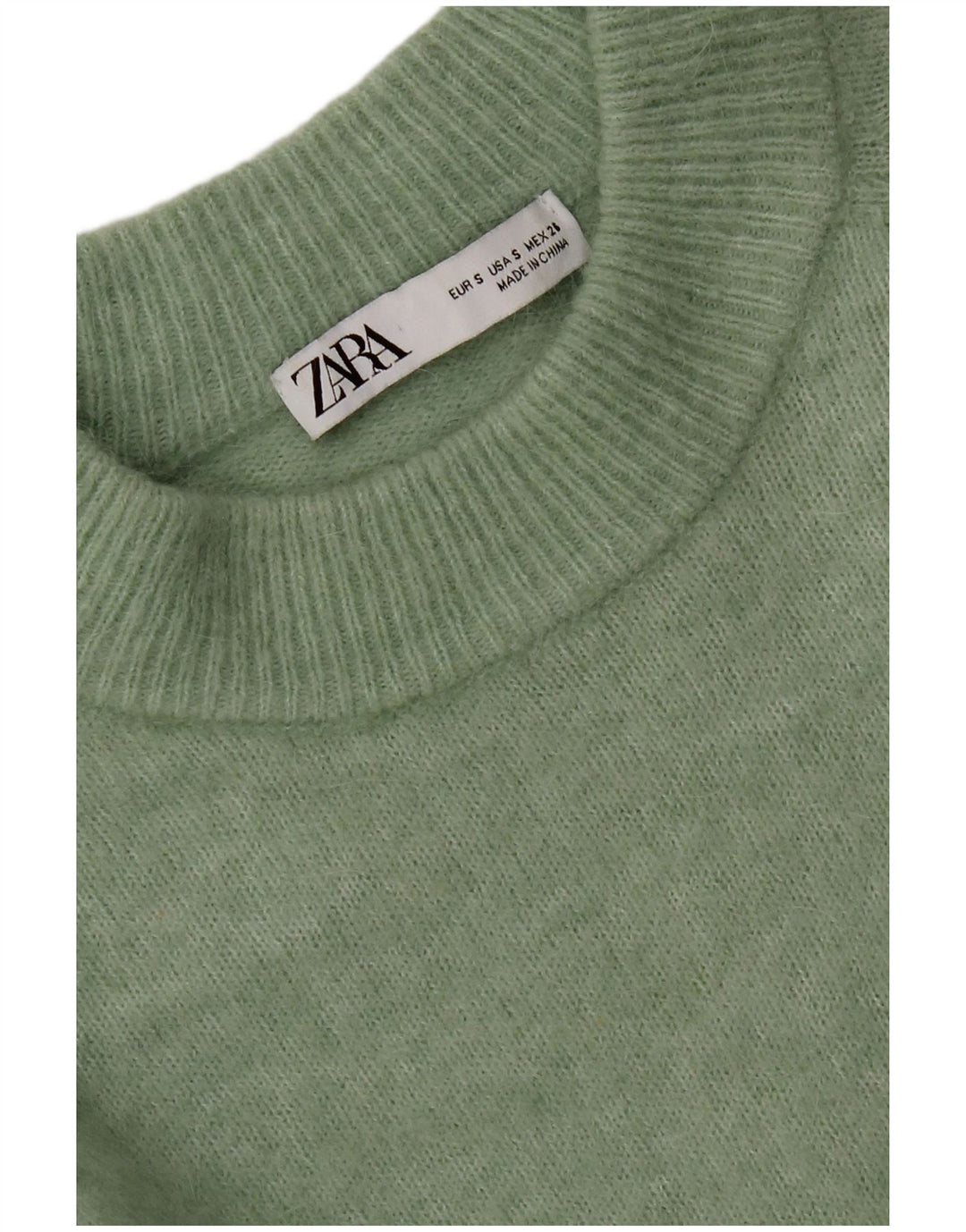 Zara Suéter feminino oversized com gola redonda Reino Unido 10 pequeno verde
