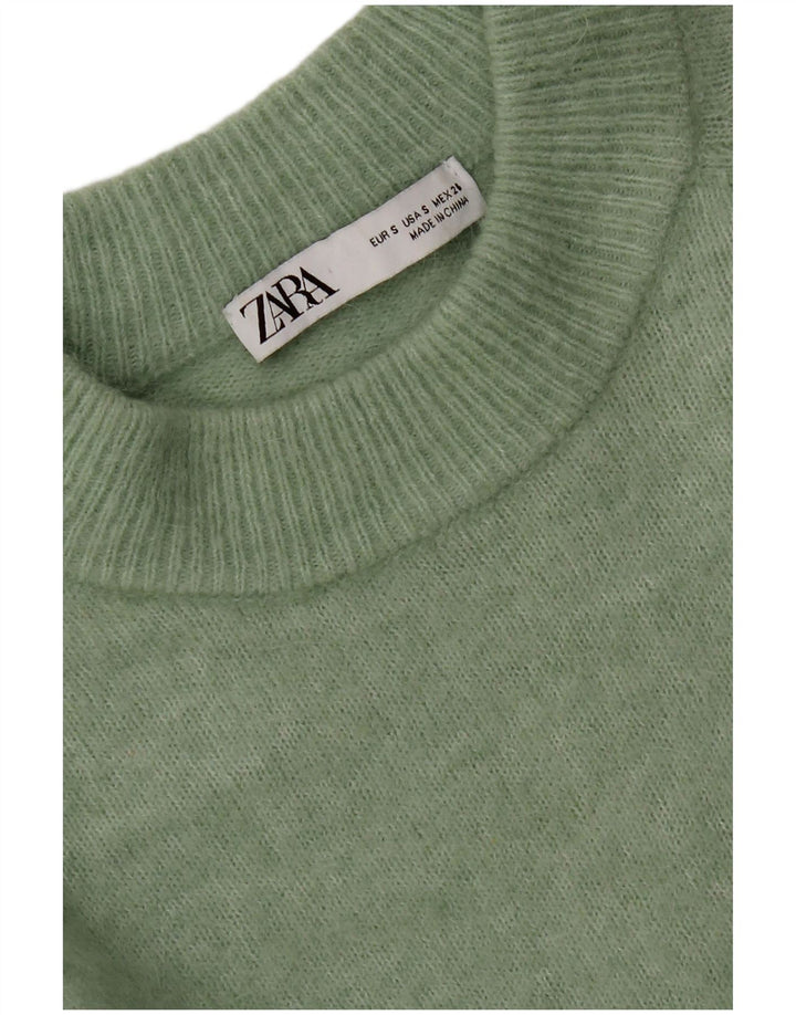Zara Suéter feminino oversized com gola redonda Reino Unido 10 pequeno verde
