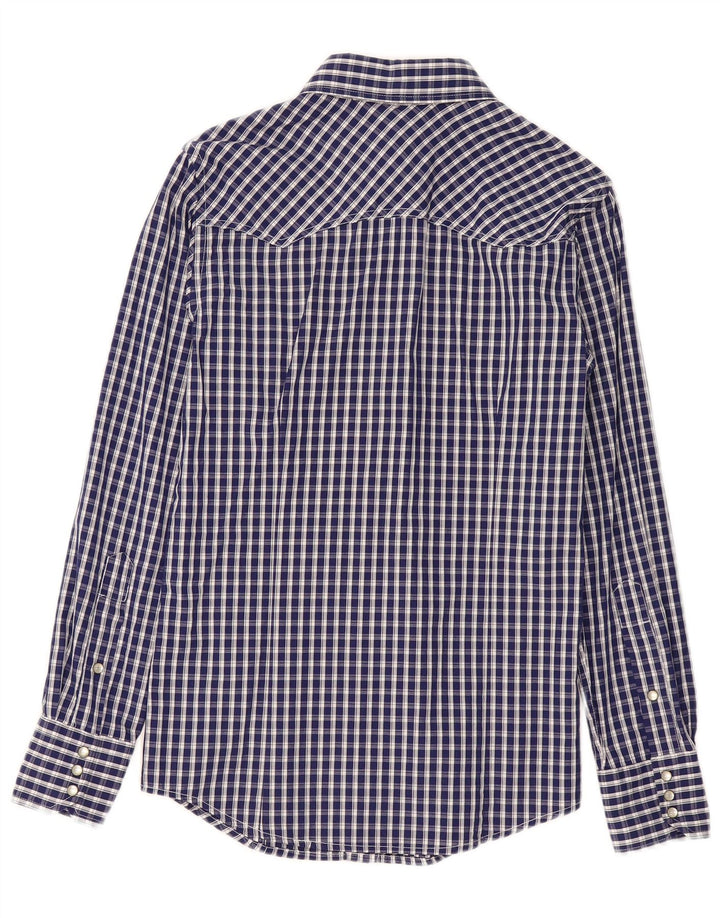 Camisa masculina Benetton pequena xadrez azul marinho