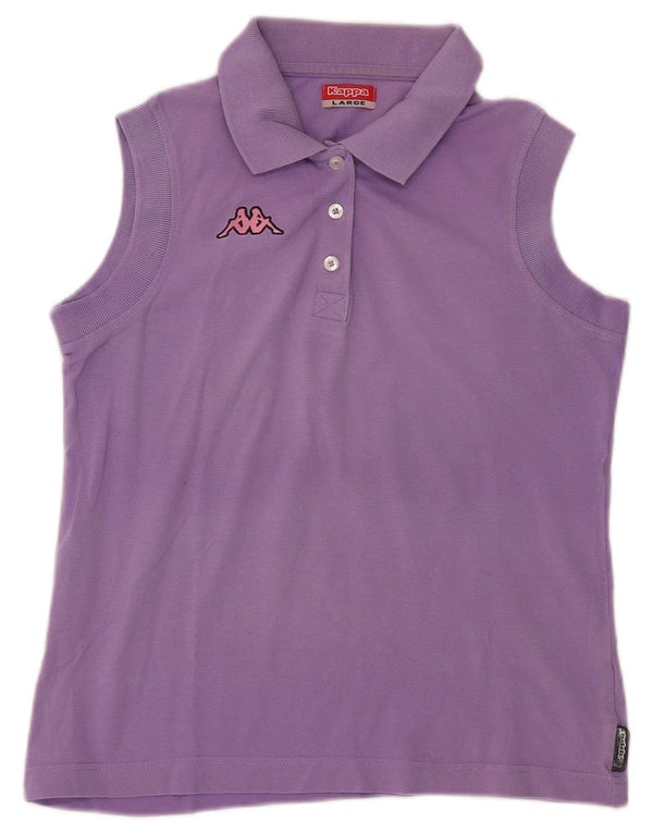 Camisa polo feminina sem mangas Kappa UK 14 grande roxo