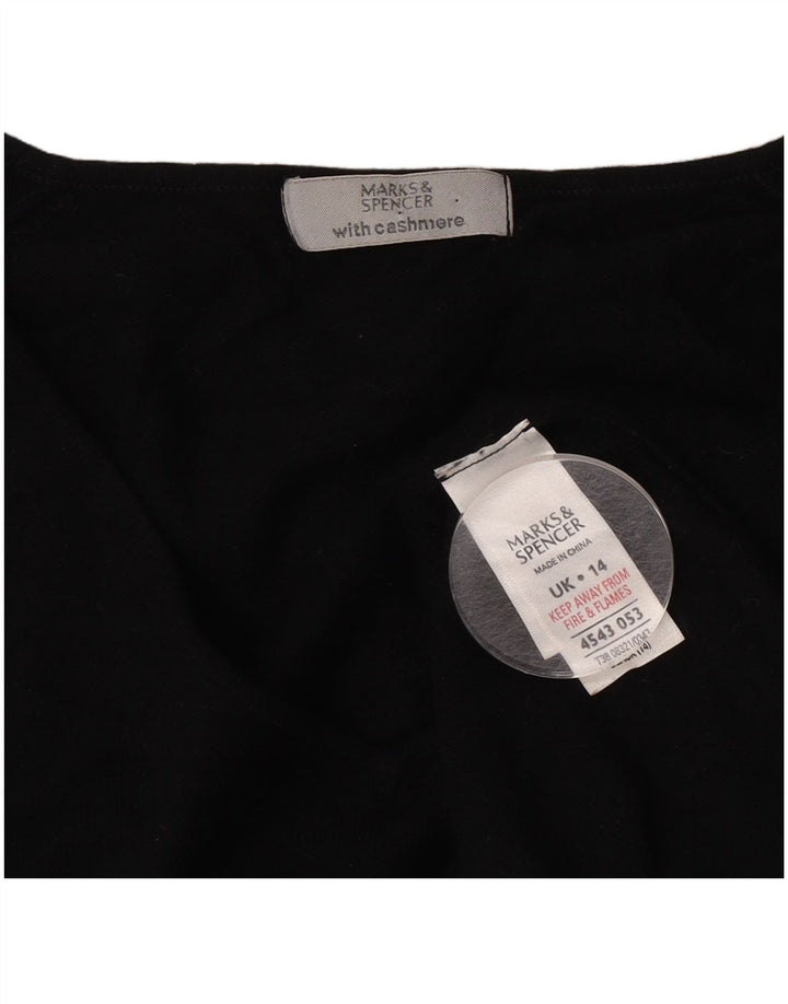 Suéter feminino Marks & Spencer com decote em V e gola V Reino Unido 14 médio preto
