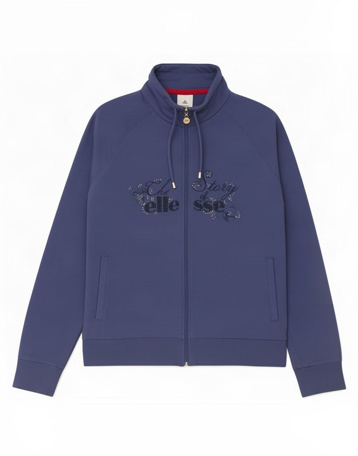 Jaqueta feminina Ellesse com agasalho gráfico UK 14 algodão azul marinho médio