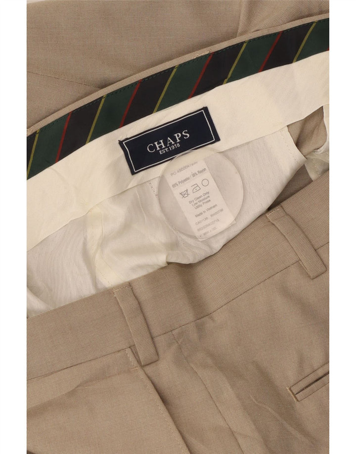 Calça masculina de terno reto CHAPS W36 L32 poliéster bege
