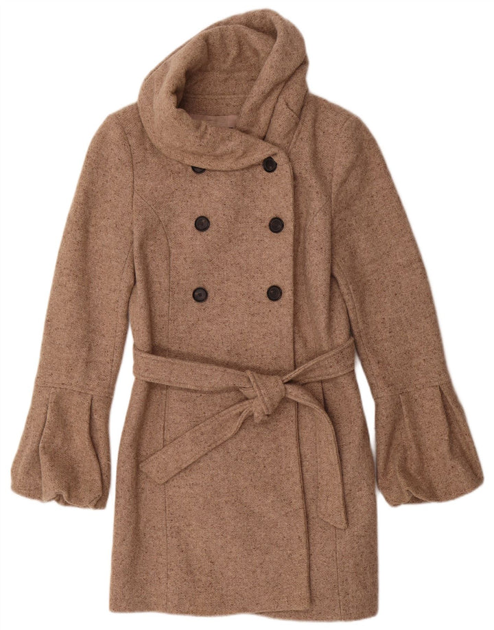 Casaco feminino Zara com peito duplo Reino Unido 12 bege médio manchado