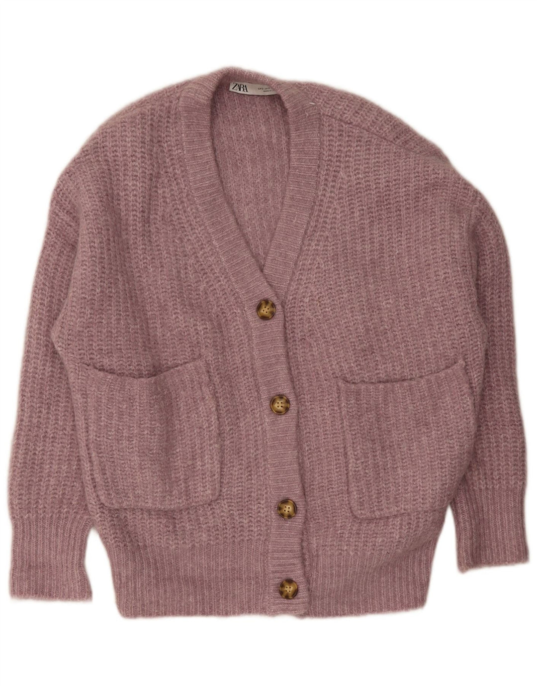 Zara Suéter Cardigan Oversized Feminino Reino Unido 10 Pequeno Rosa
