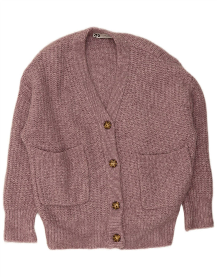 Zara Suéter Cardigan Oversized Feminino Reino Unido 10 Pequeno Rosa
