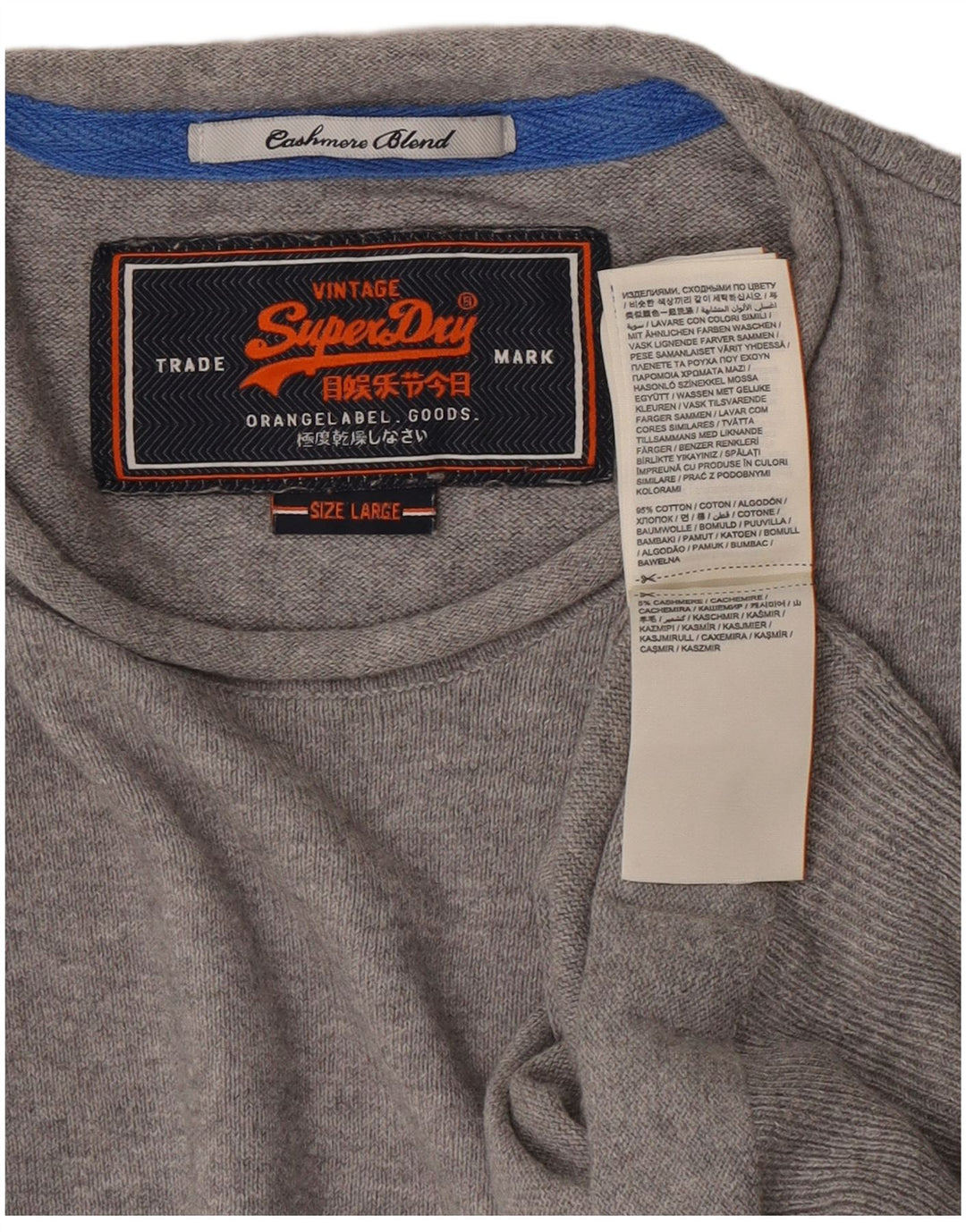 Suéter masculino Superdry com gola redonda e algodão cinza grande