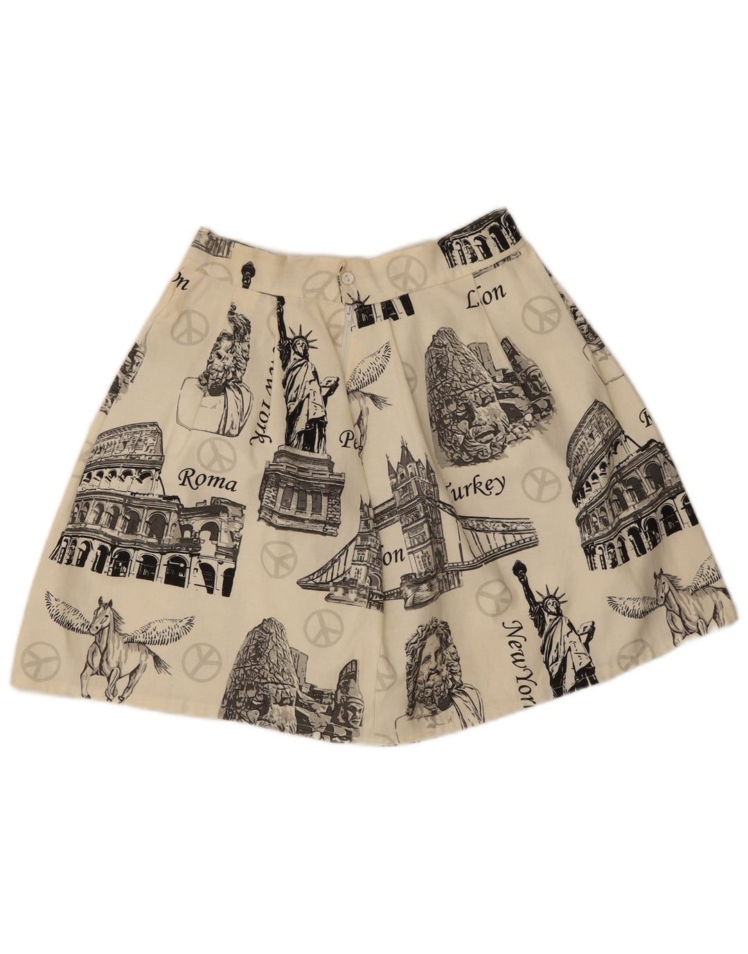 Saia feminina vintage com padrão abstrato linha A W26 XS off white