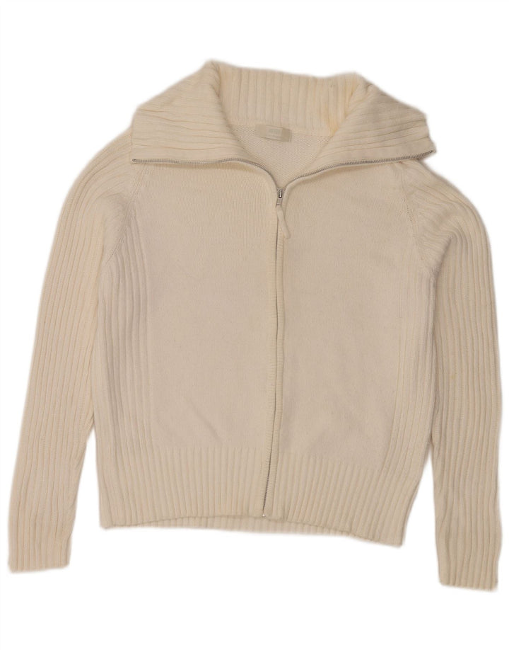 Suéter feminino Marks & Spencer Stretch Cardigan Reino Unido 16 Grande Branco