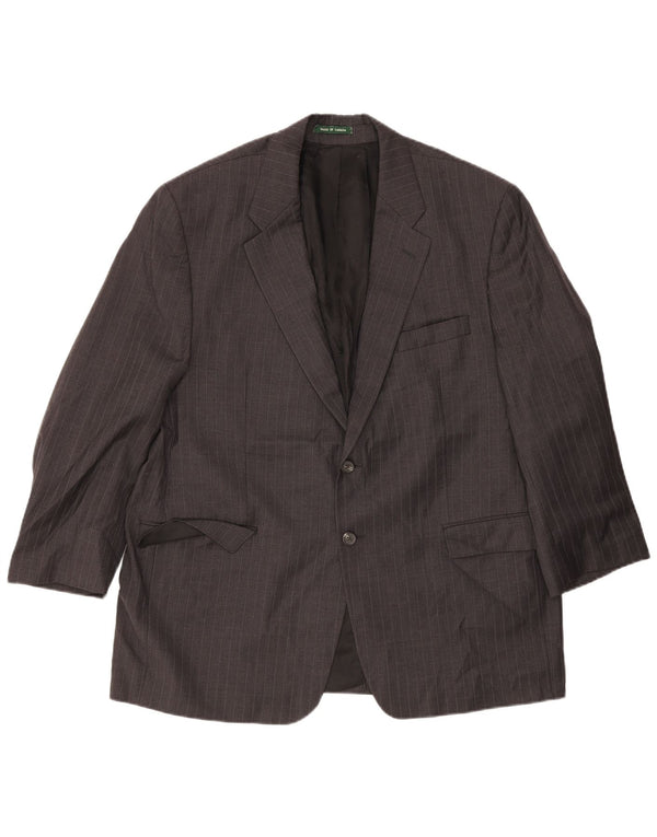 Jaqueta blazer masculina Ralph Lauren com 2 botões Reino Unido 46 2XL lã listrada cinza