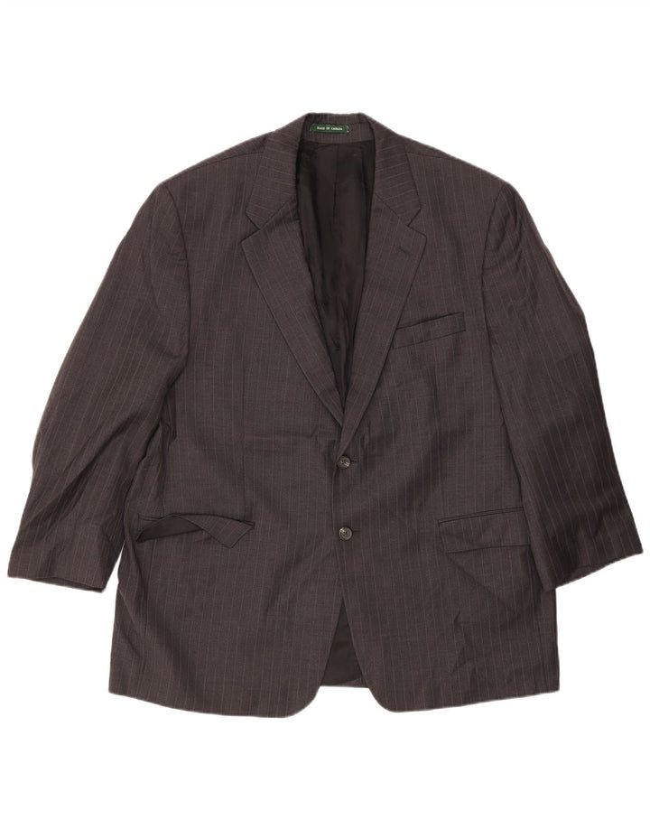 Jaqueta blazer masculina Ralph Lauren com 2 botões Reino Unido 46 2XL lã listrada cinza
