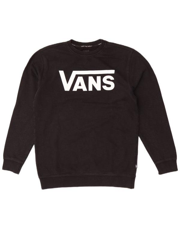 Vans Mens Graphic Moletom Jumper Grande Algodão Preto